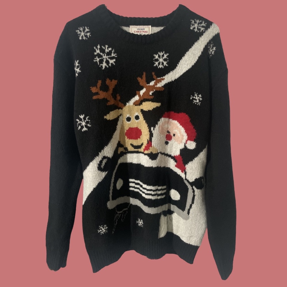 NWT Men’s Santa & Reindeer Christmas Sweater